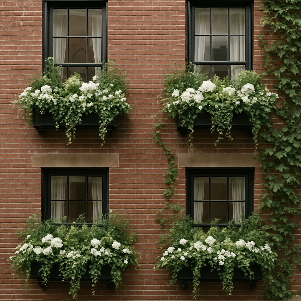Beacon Hill townhouse with styled window boxes